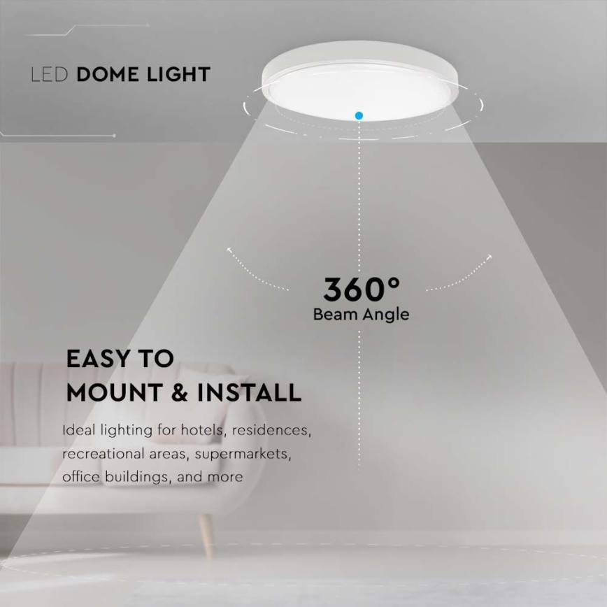 LED Kopalniška stropna svetilka LED/30W/230V 3000K IP44 pr. 42 cm bela