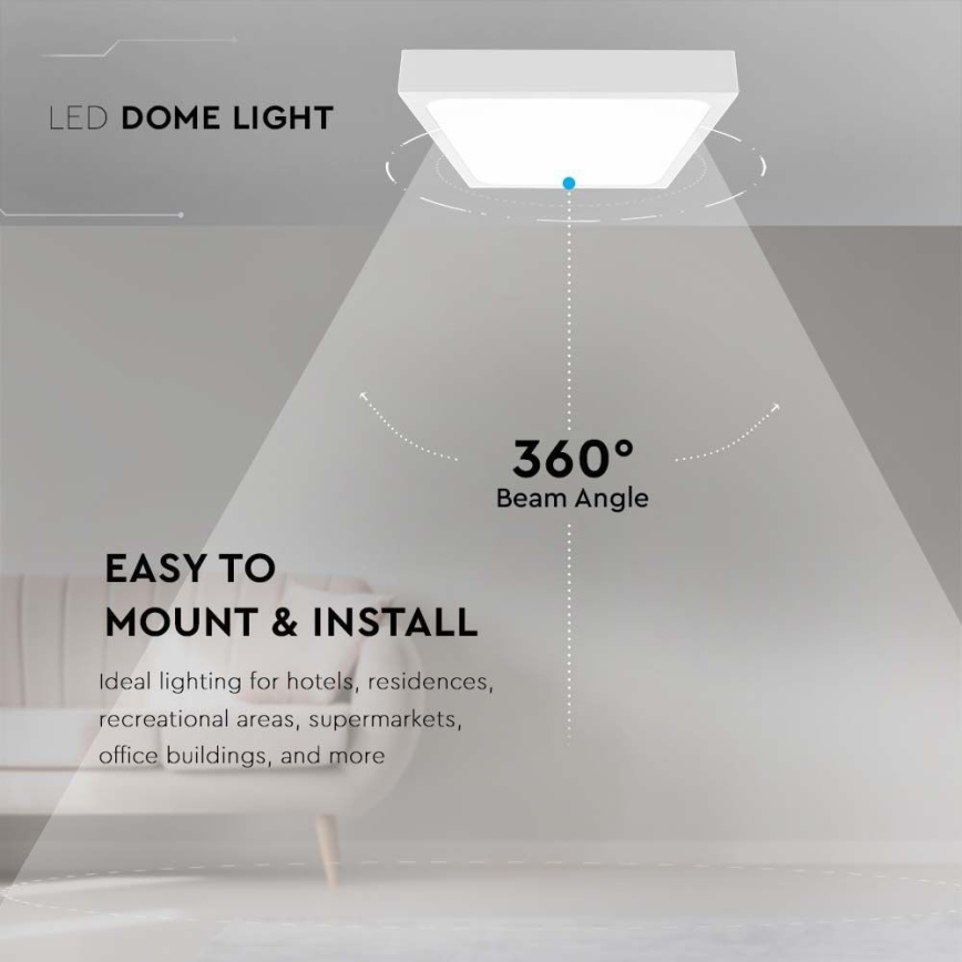 LED Kopalniška stropna svetilka LED/30W/230V 4000K IP44 42x42 cm bela