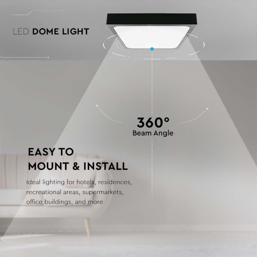LED Kopalniška stropna svetilka LED/30W/230V 6500K IP44 črna