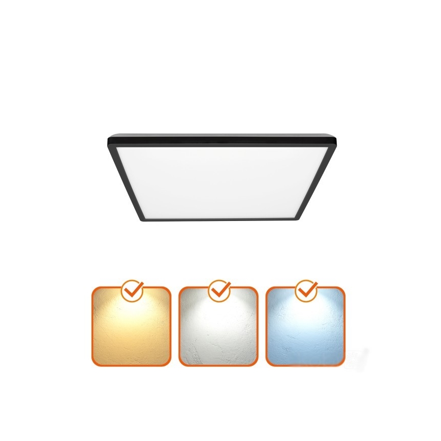 LED Kopalniška stropna svetilka NIVERA LED/24W/230V IP54 3000/4000/6000K 30x30 cm črna