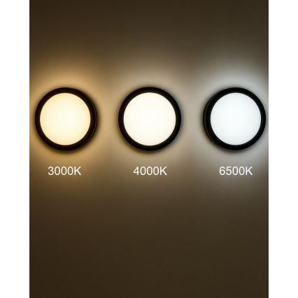 LED Kopalniška stropna svetilka s senzorjem ELLÉ LED/24W/230V 3000/4000/6500K pr. 26 cm IP54 antracit