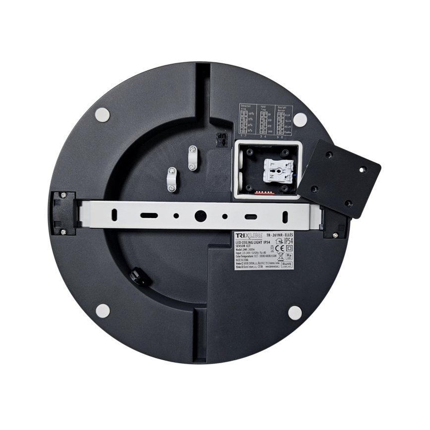 LED Kopalniška stropna svetilka s senzorjem ELLÉ LED/24W/230V 3000/4000/6500K pr. 26 cm IP54 antracit