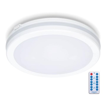 LED Kopalniška stropna svetilka s senzorjem LED/18W/230V 3000/4000/6500K IP65 pr. 30 cm bela + Daljinski upravljalnik