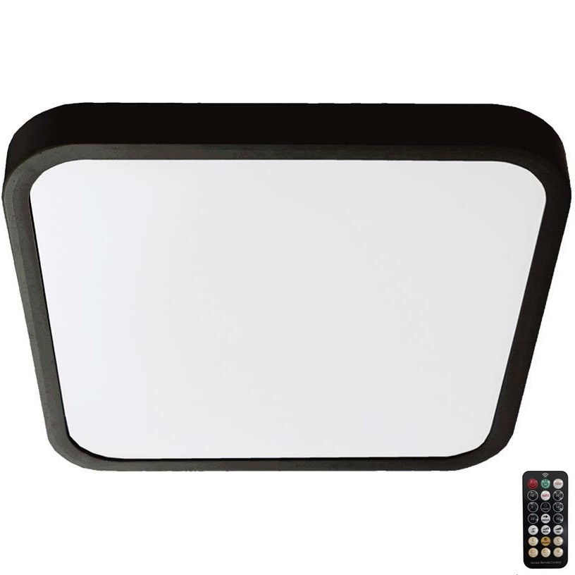 LED Kopalniška stropna svetilka s senzorjem LED/18W/230V 4000K IP44 29,5x29,5 cm črna + Daljinski upravljalnik