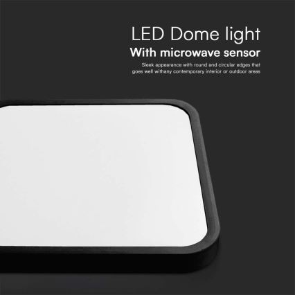 LED Kopalniška stropna svetilka s senzorjem LED/36W/230V 4000K IP44 42x42 cm črna + Daljinski upravljalnik
