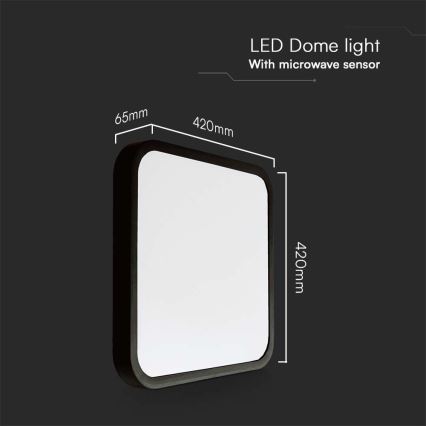 LED Kopalniška stropna svetilka s senzorjem LED/36W/230V 4000K IP44 42x42 cm črna + Daljinski upravljalnik