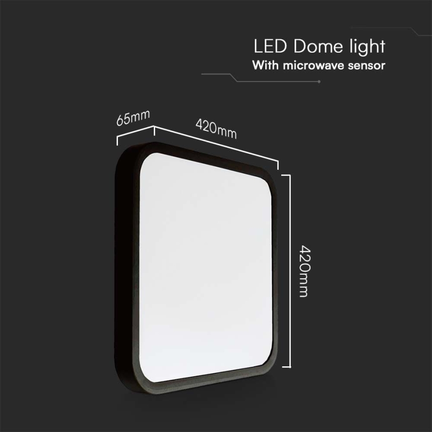 LED Kopalniška stropna svetilka s senzorjem LED/36W/230V 4000K IP44 42x42 cm črna + Daljinski upravljalnik
