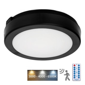 LED Kopalniška stropna svetilka s senzorjem NAIROS LED/12W/230V IP65 3000/4000/6500K pr. 20 cm črna + Daljinski upravljalnik