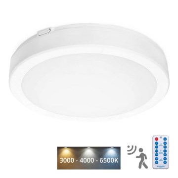 LED Kopalniška stropna svetilka s senzorjem NAIROS LED/18W/230V IP65 3000/4000/6500K pr. 30 cm bela + Daljinski upravljalnik
