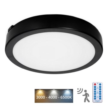 LED Kopalniška stropna svetilka s senzorjem NAIROS LED/18W/230V IP65 3000/4000/6500K pr. 30 cm črna + Daljinski upravljalnik