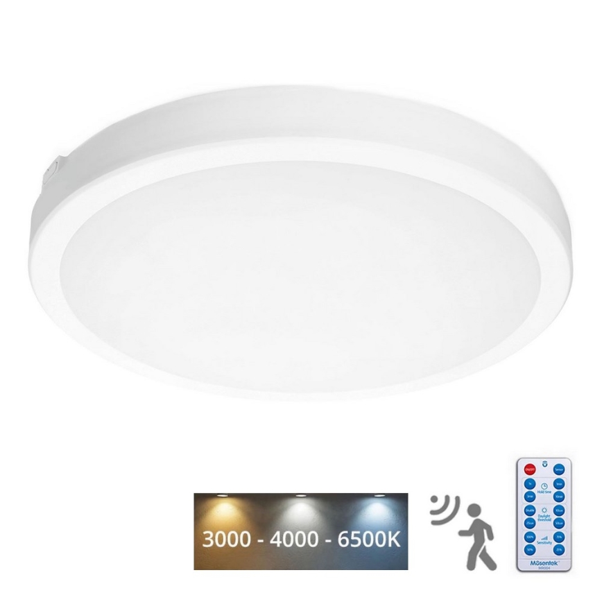 LED Kopalniška stropna svetilka s senzorjem NAIROS LED/36W/230V IP65 3000/4000/6500K pr. 40 cm bela + Daljinski upravljalnik
