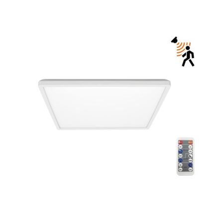 LED Kopalniška svetilka z motion in dusk senzor NIVERA LED/12W/230V IP54 3000/4000/6000K 22,5x22,5 cm bela + Daljinski upravljalnik