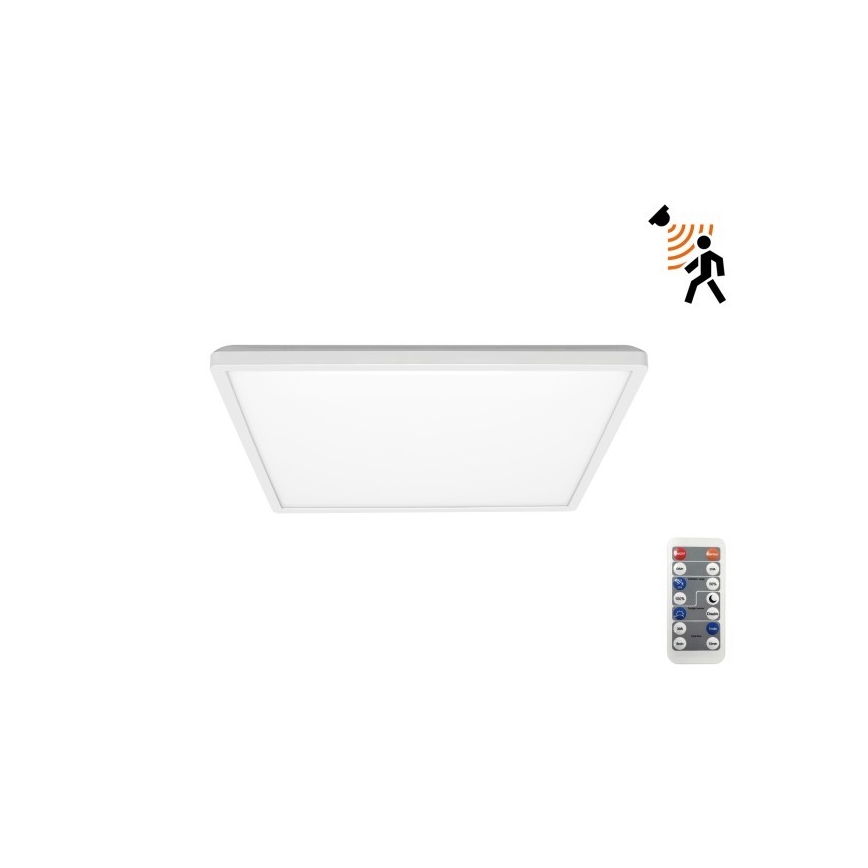 LED Kopalniška svetilka z motion in dusk senzor NIVERA LED/12W/230V IP54 3000/4000/6000K 22,5x22,5 cm bela + Daljinski upravljalnik
