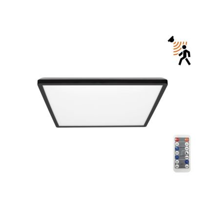 LED Kopalniška svetilka z motion in dusk senzor NIVERA LED/12W/230V IP54 3000/4000/6000K 22,5x22,5 cm črna + Daljinski upravljalnik