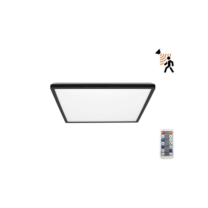 LED Kopalniška svetilka z motion in dusk senzor NIVERA LED/12W/230V IP54 3000/4000/6000K 22,5x22,5 cm črna + Daljinski upravljalnik
