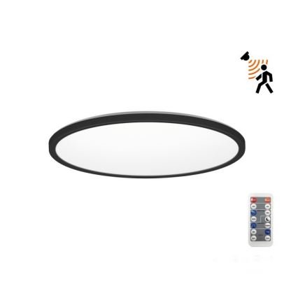 LED Kopalniška svetilka z motion in dusk senzor NIVERA LED/12W/230V IP54 3000/4000/6000K pr. 22,5 cm črna + Daljinski upravljalnik