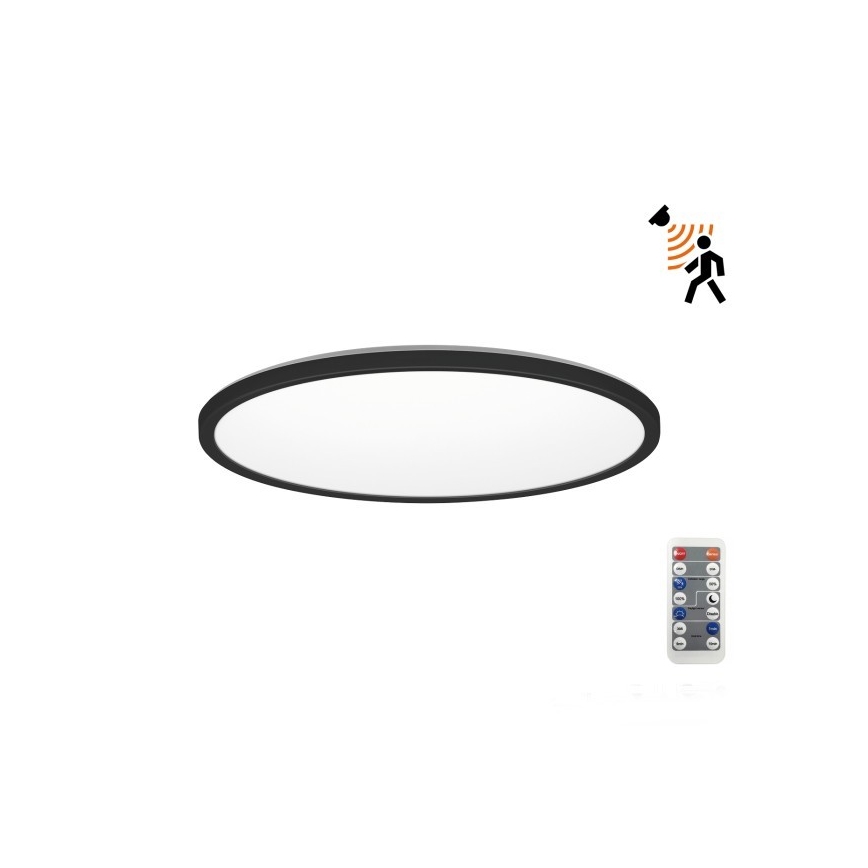LED Kopalniška svetilka z motion in dusk senzor NIVERA LED/12W/230V IP54 3000/4000/6000K pr. 22,5 cm črna + Daljinski upravljalnik