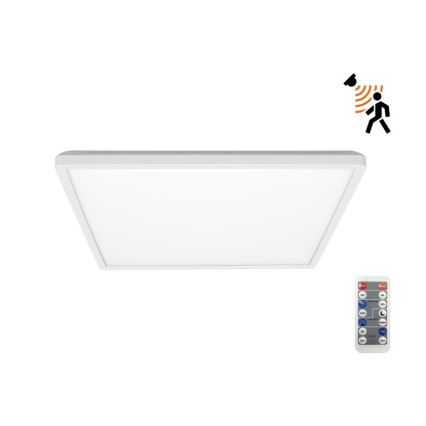 LED Kopalniška svetilka z motion in dusk senzor NIVERA LED/18W/230V IP54 3000/4000/6000K 30x30 cm bela + Daljinski upravljalnik