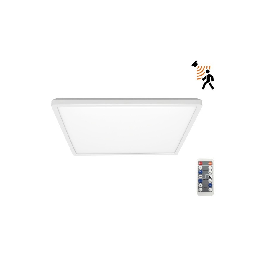 LED Kopalniška svetilka z motion in dusk senzor NIVERA LED/18W/230V IP54 3000/4000/6000K 30x30 cm bela + Daljinski upravljalnik