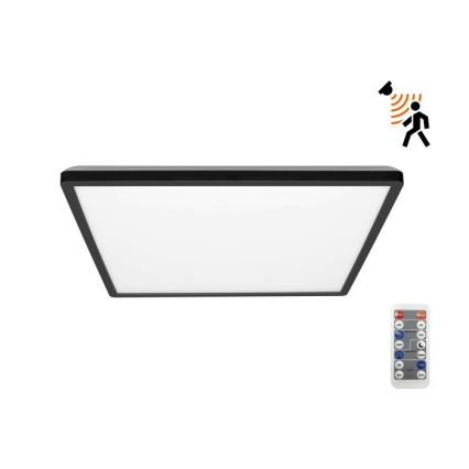 LED Kopalniška svetilka z motion in dusk senzor NIVERA LED/24W/230V IP54 3000/4000/6000K 30x30 cm črna + Daljinski upravljalnik