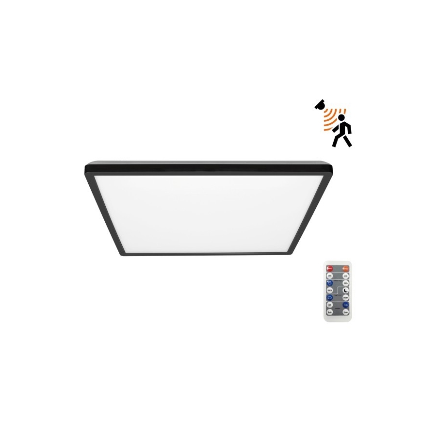 LED Kopalniška svetilka z motion in dusk senzor NIVERA LED/24W/230V IP54 3000/4000/6000K 30x30 cm črna + Daljinski upravljalnik