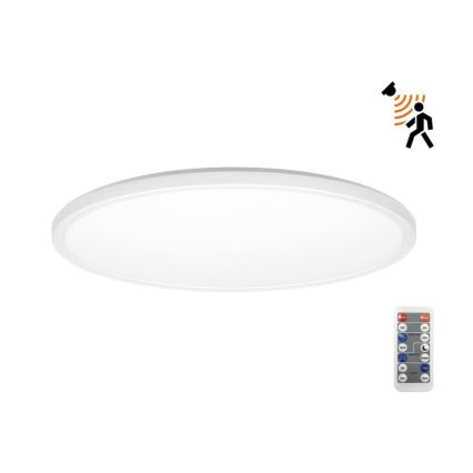LED Kopalniška svetilka z motion in dusk senzor NIVERA LED/24W/230V IP54 3000/4000/6000K pr. 30 cm bela + Daljinski upravljalnik
