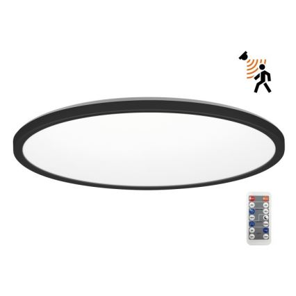 LED Kopalniška svetilka z motion in dusk senzor NIVERA LED/32W/230V IP54 3000/4000/6000K pr. 42 cm črna + Daljinski upravljalnik