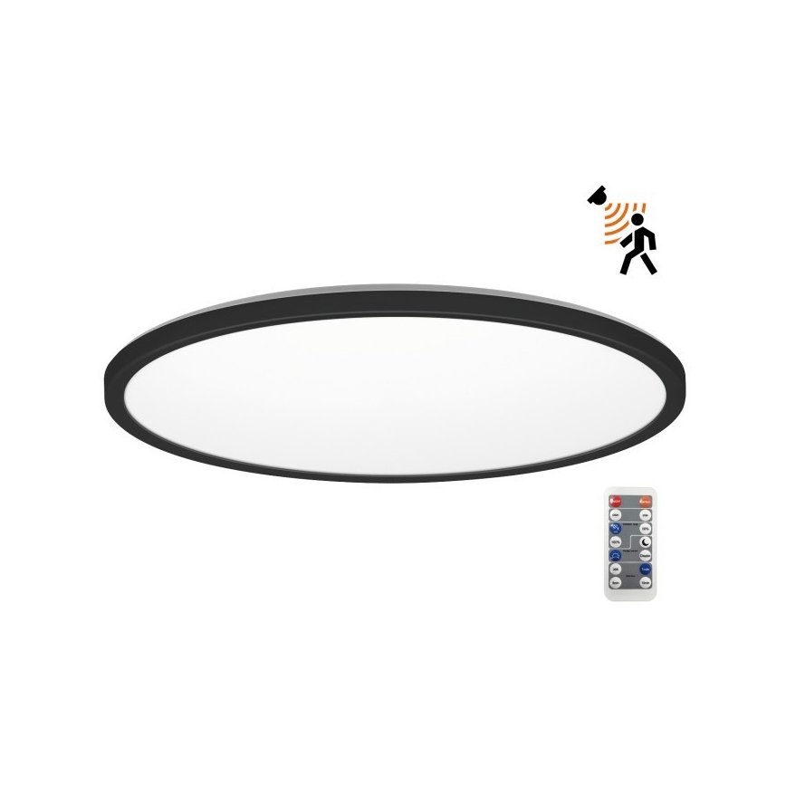 LED Kopalniška svetilka z motion in dusk senzor NIVERA LED/32W/230V IP54 3000/4000/6000K pr. 42 cm črna + Daljinski upravljalnik