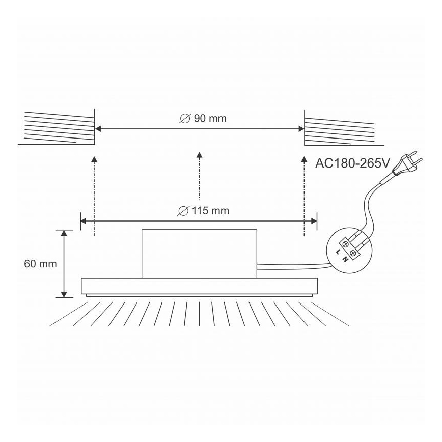 LED Kopalniška vgradna svetilka LED/10W/230V 4000K bela IP44