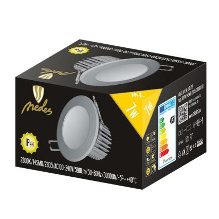 Nedes LDL213 - LED Kopalniška vgradna svetilka LED/7W/230V 2800K siva IP44