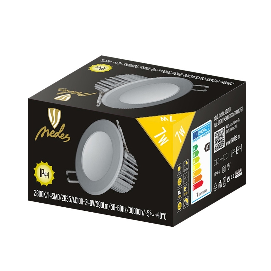 Nedes LDL213 - LED Kopalniška vgradna svetilka LED/7W/230V 2800K siva IP44