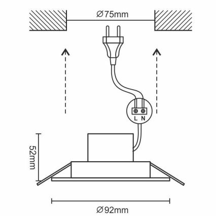 LED Kopalniška vgradna svetilka LED/7W/230V 3000K bela IP44