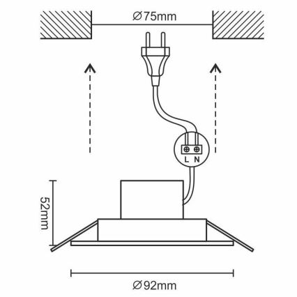 LED Kopalniška vgradna svetilka LED/7W/230V 3000K srebrna IP44