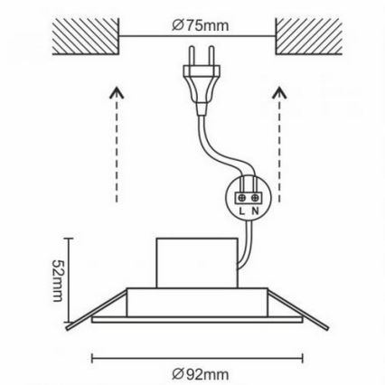 LED Kopalniška vgradna svetilka LED/7W/230V 4000K bela IP44