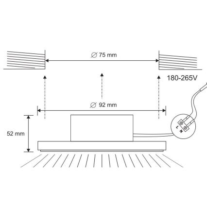 LED Kopalniška vgradna svetilka LED/7W/230V 4000K črna IP44