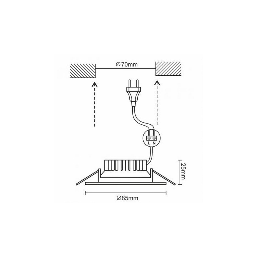 LED Kopalniška vgradna svetilka LED/7W/230V 4000K srebrna IP44
