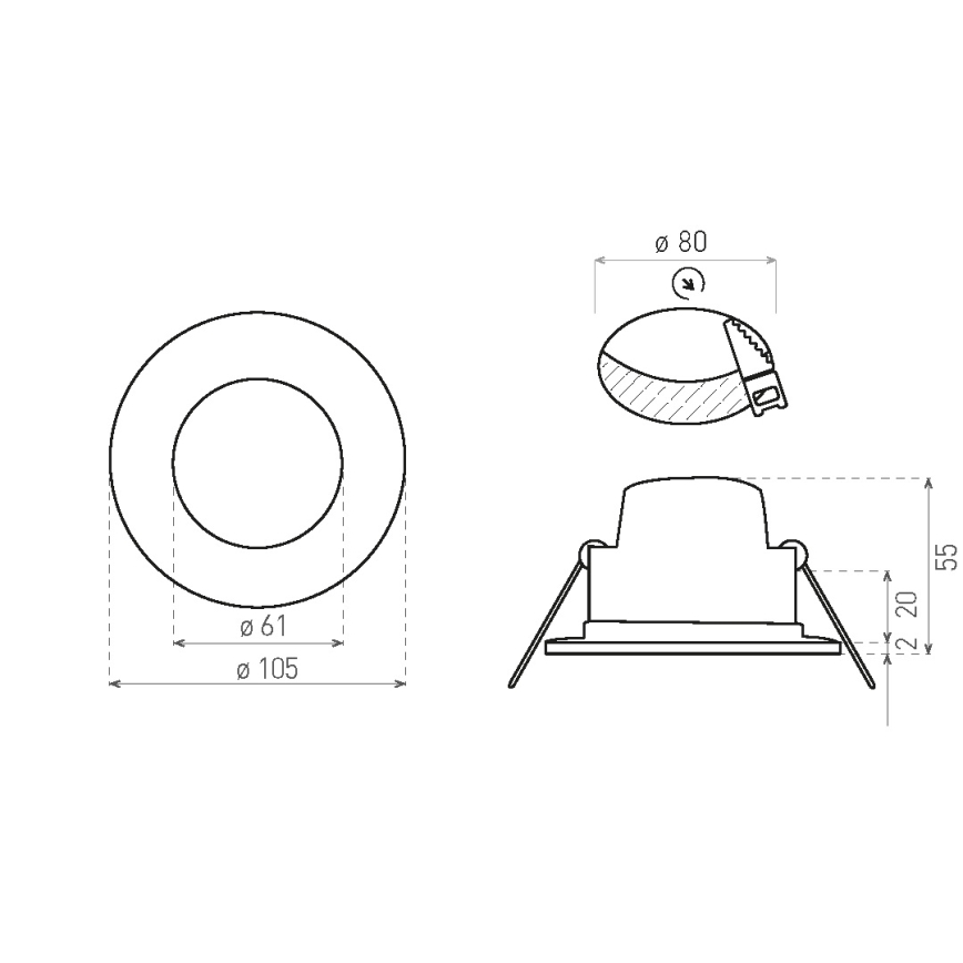 LED Kopalniška vgradna svetilka BONO LED/8W/230V 3000K IP65 črna