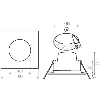 LED Kopalniška vgradna svetilka BONO LED/8W/230V 3000K IP65 črna