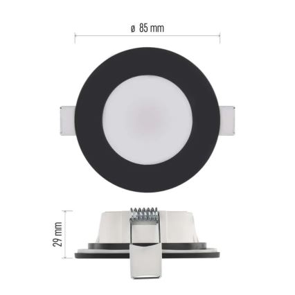 LED Kopalniška vgradna svetilka LORI LED/4,5W/230V IP65 2700/4000K pr. 8,5 cm črna