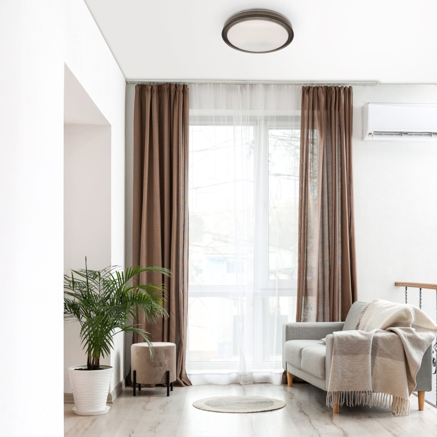 LED Kopalniška zatemnitvena stropna svetilka HALINA LED/48W/230V 3000-6000K pr. 38 cm IP44 črna + Daljinski upravljalnik