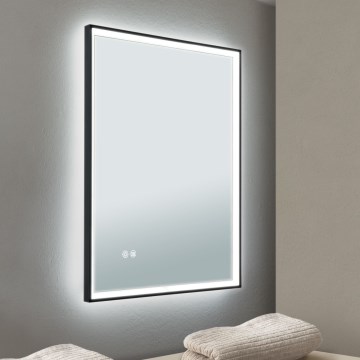 LED kopalniško ogrevano stensko ogledalo z vgrajeno osvetlitvijo FRAME LED/48W/230V 3000/4000/6000K 60x45 cm IP44