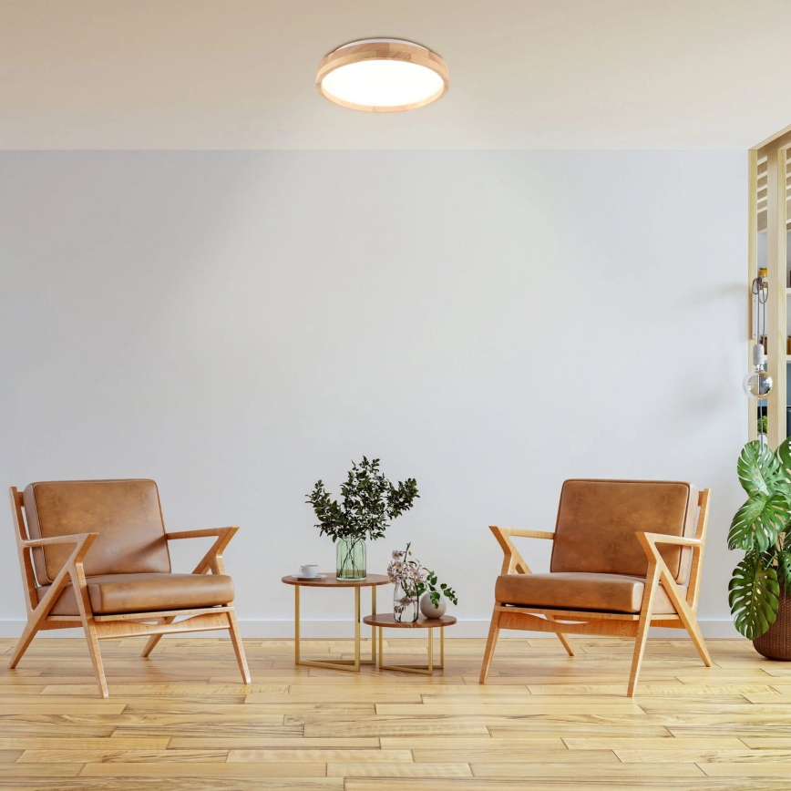 LED leseno stropno svetilo za kopalnico LED/12W/230V Ø 27 cm IP44 hrast