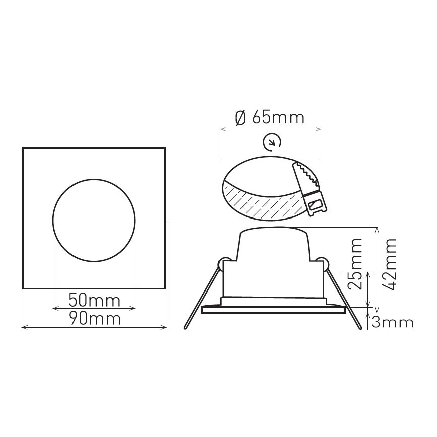 LED kopalniško vgradno stropno svetilo BONO LED/5W/230V 3000K IP65 črna