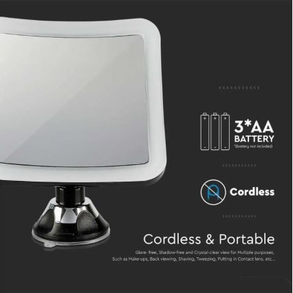 LED Kozmetično ogledalo LED/3,2W/4,5V 3xAA IP44