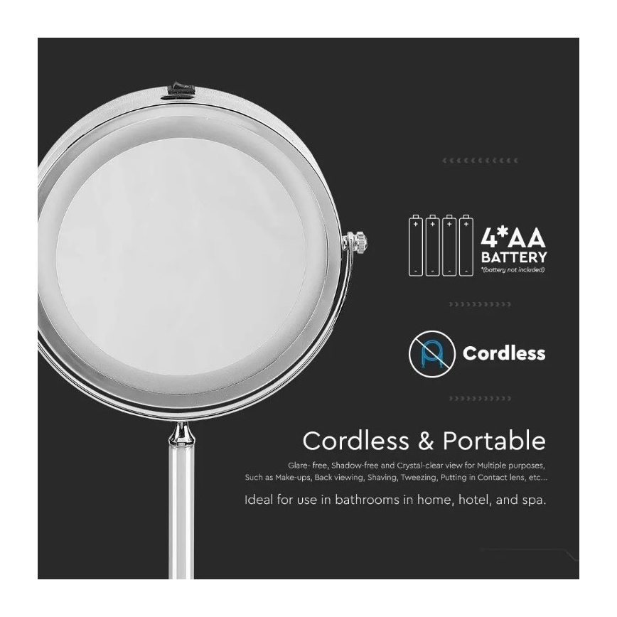 LED Kozmetično ogledalo LED/3W/6V 4xAA IP44