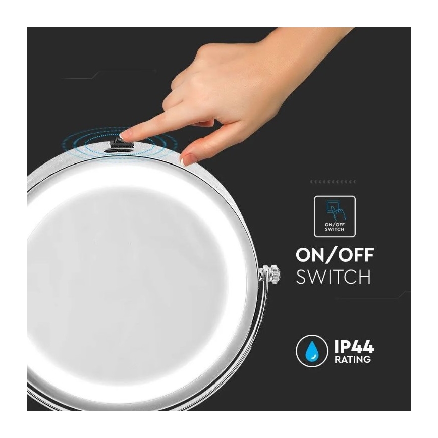 LED Kozmetično ogledalo LED/3W/6V 4xAA IP44