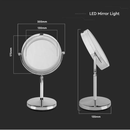 LED Kozmetično ogledalo LED/3W/6V 4xAA IP44