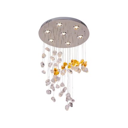 LED kristalna stropna svetilka AVARA LED/24W/230V, premer 40 cm, sijajni krom + daljinski upravljalnik