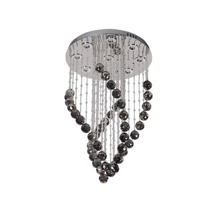 Kristalno LED stropno svetilo NAURU, 30 W, 230 V, Ø 40 cm, sijajni krom/črna + daljinski upravljalnik