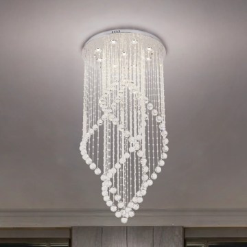 LED kristalna stropna svetilka NAURU LED/30W/230V premer 60 cm sijajni krom + daljinski upravljalnik